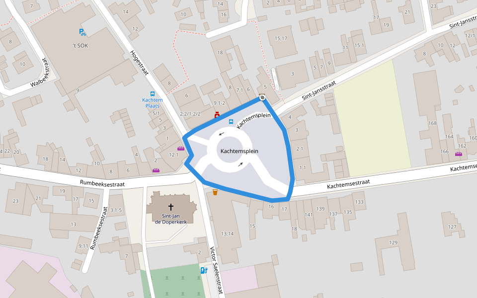 Kachtemsplein walking route map in Izegem