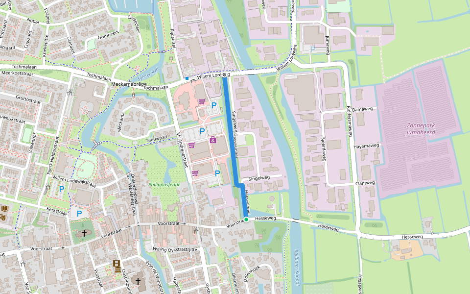 Hessesingel walking route map in Kollum