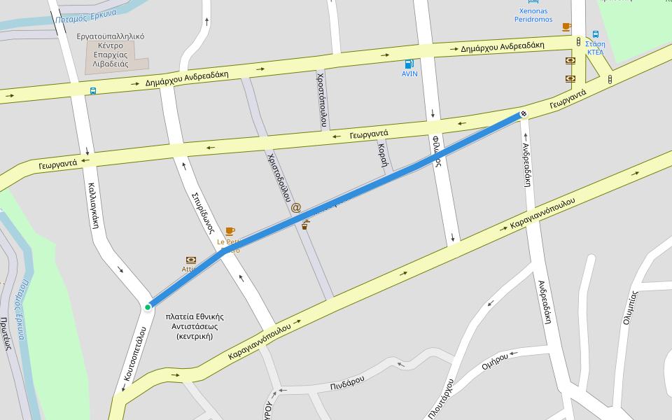 Μπουφίδου walking route map in Levádhia