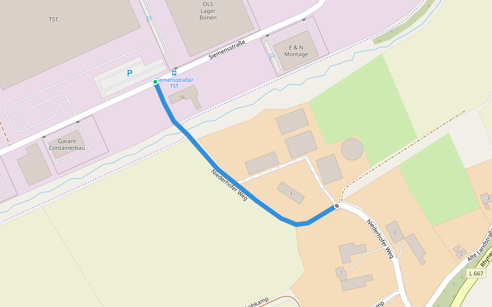 Niederhofer Weg walking route map in Bönen