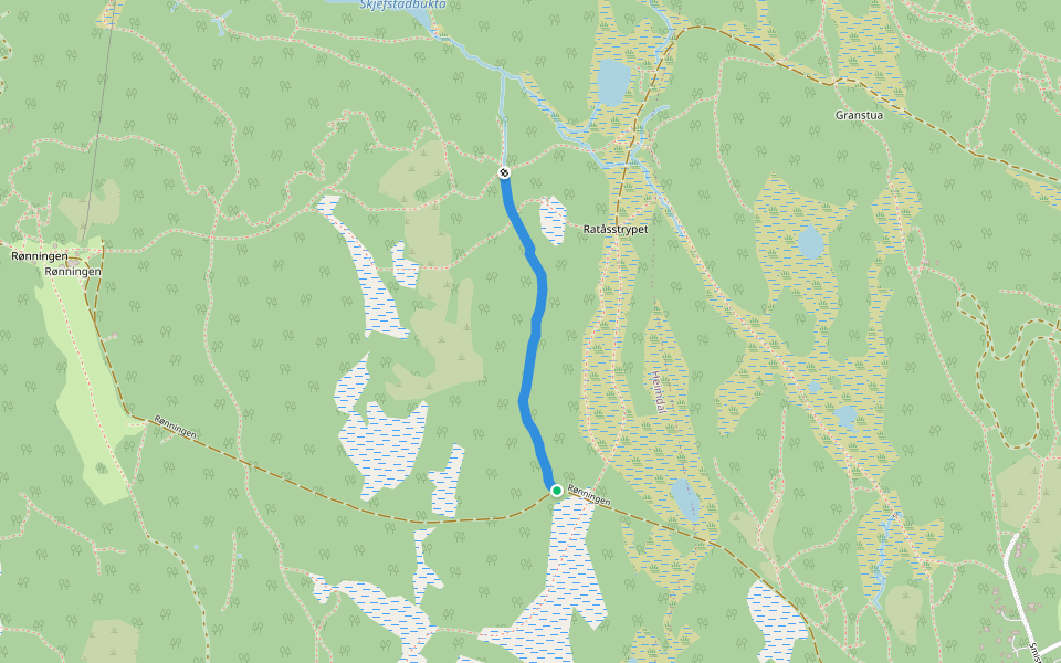 Kåtåtjørnmyra walking route map in Lian