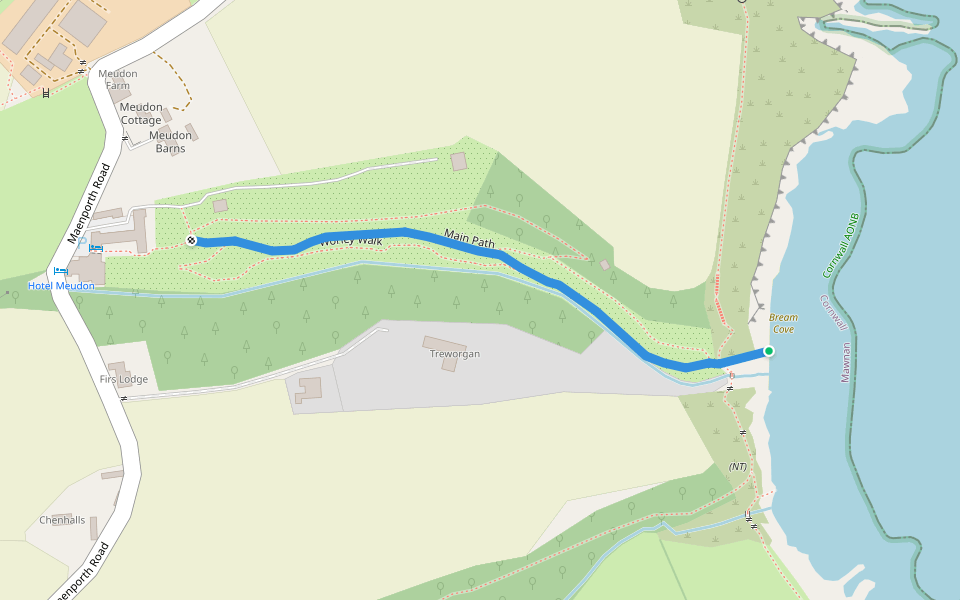 Main Path walking route map in Maenporth