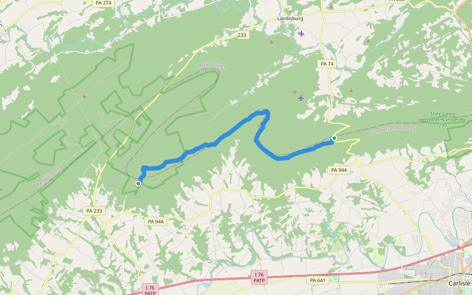 Tuscarora Trail walking route map in Carlisle