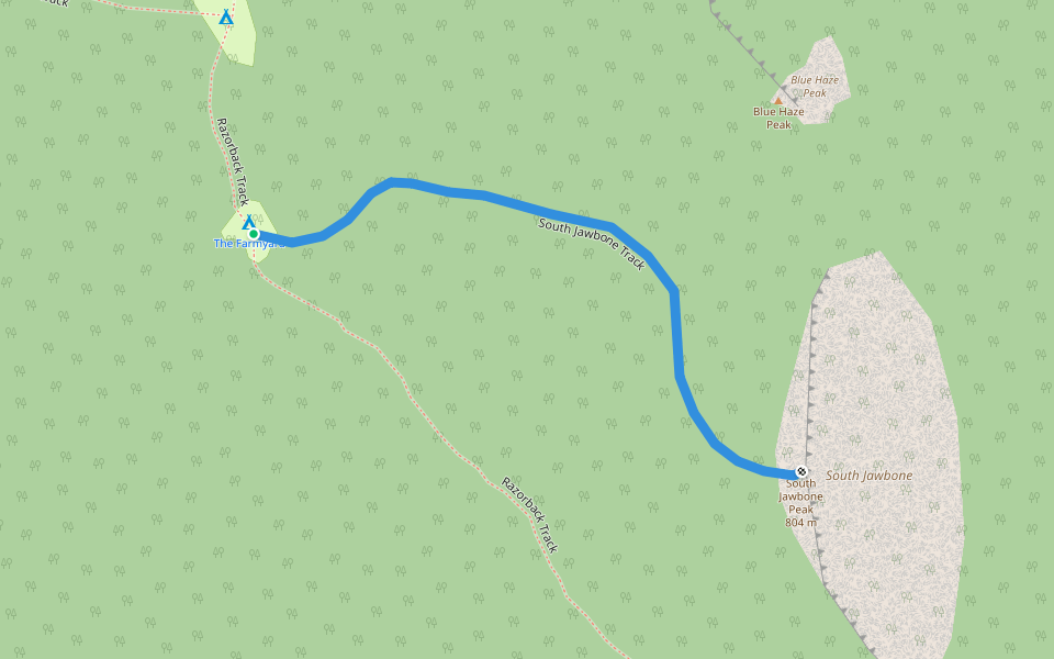 South Jawbone Track walking route map in Taggerty