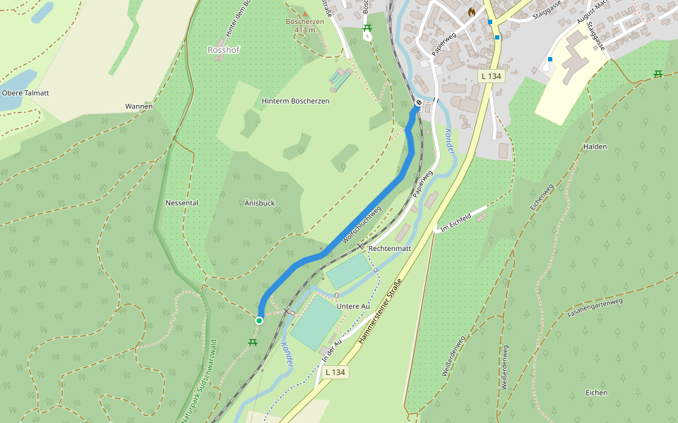 Wolfschluchtweg walking route map in Kandern