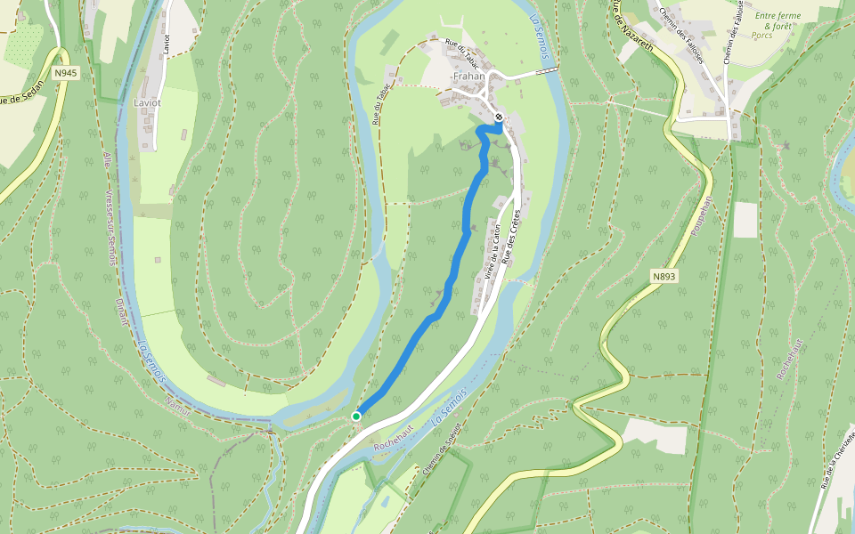 Les Crêtes de Frahan walking route map in Bouillon