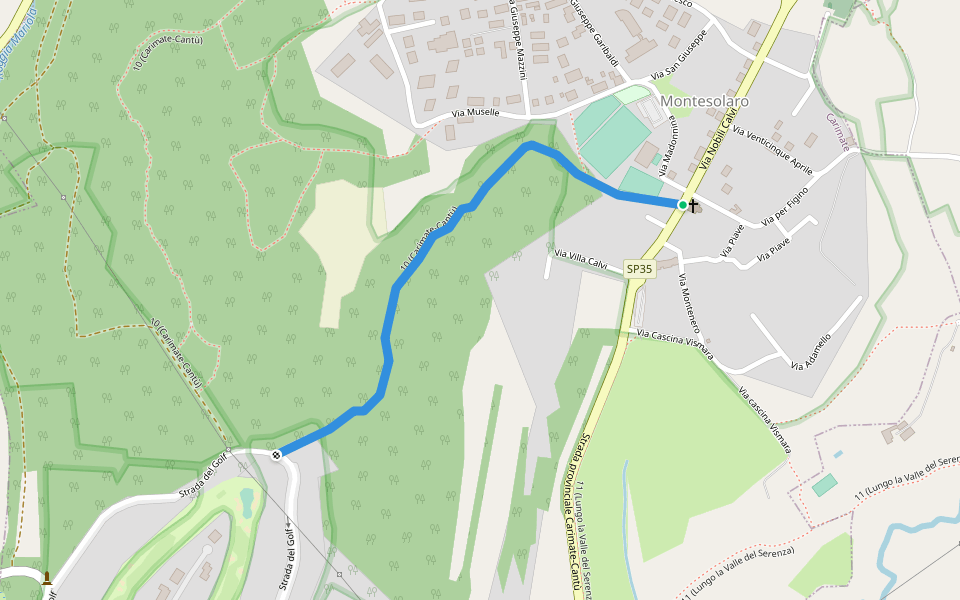 10 (Carimate-Cantù) walking route map in Montesolaro