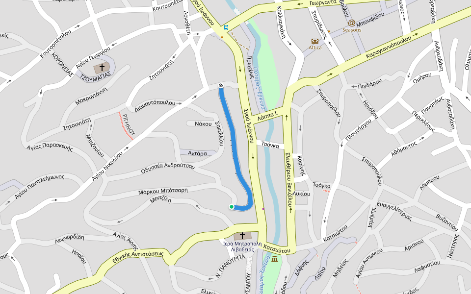 Γρηπονησιώτη walking route map in Levádhia