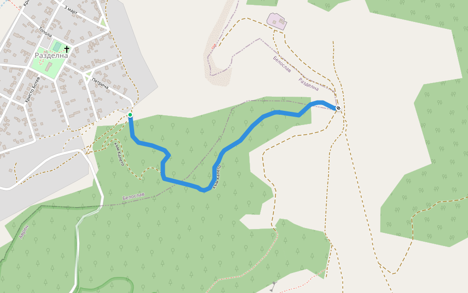 към Калето walking route map in Varna