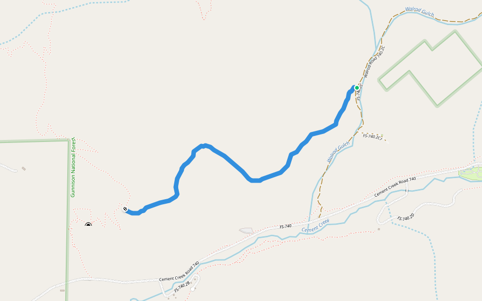 Walrod Gulch Cutoff Trail #418 walking route map in Crested Butte