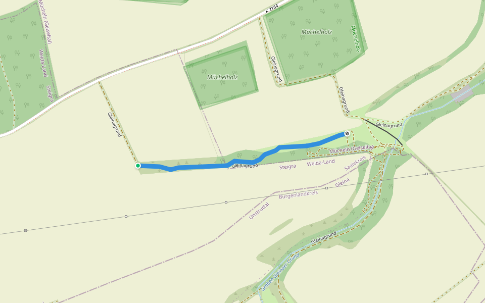 Gleinagrund walking route map in Albersroda