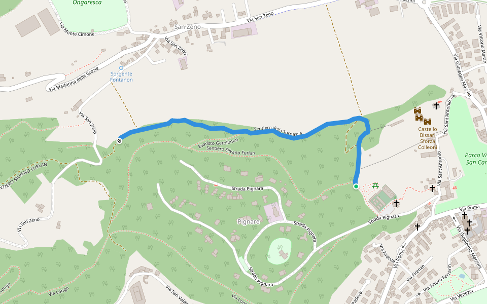 Sentiero della Tornassa walking route map in Costabissara