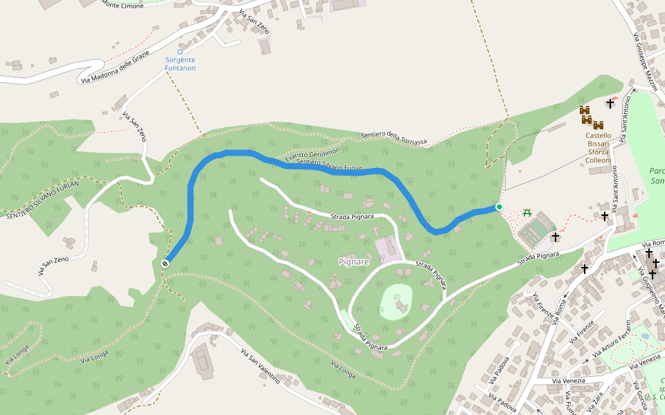 Sentiero Silvano Furlan walking route map in Costabissara