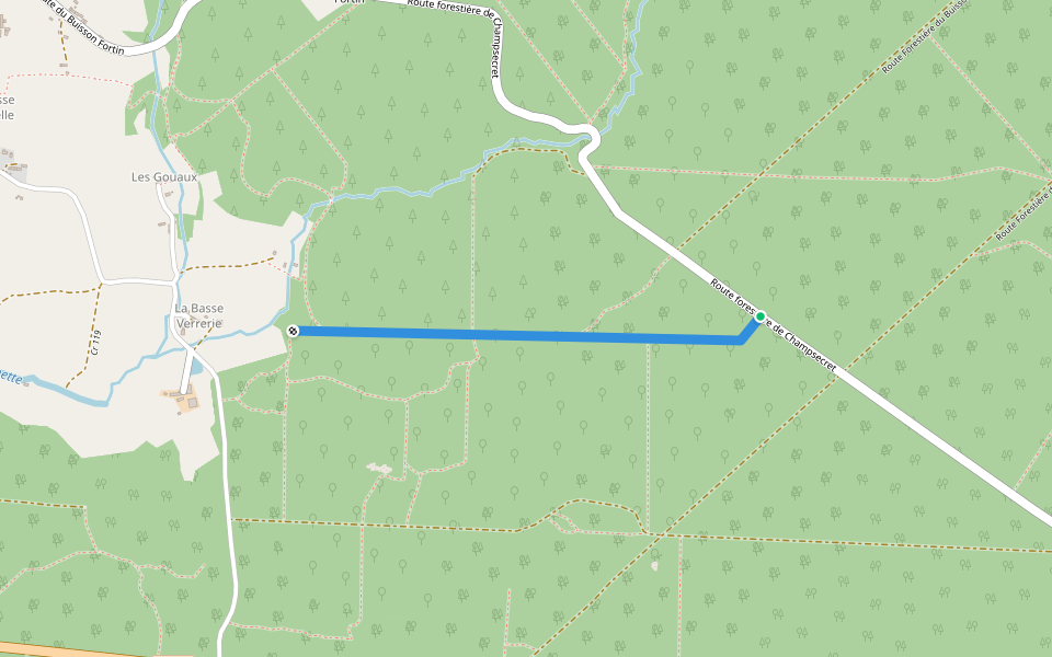 Sommière de la Fenderie walking route map in Champsecret