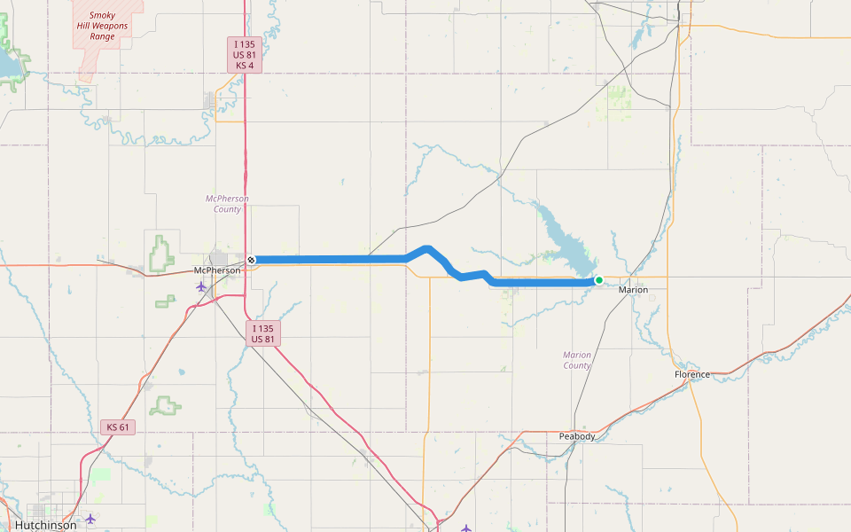 Sunflower Trail walking route map in Marion