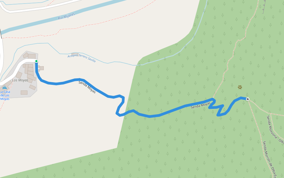 Senda Moyas walking route map in Olba