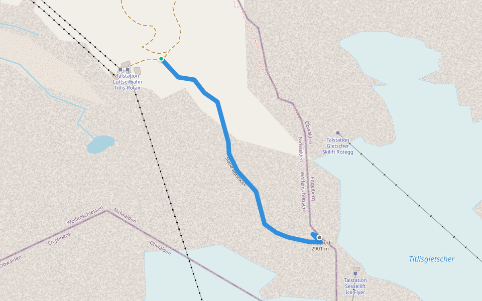 Stand-Rotstöckli walking route map in Engelberg