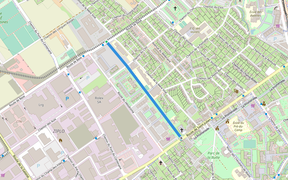 Mail 2000 walking route map in Plan-les-Ouates