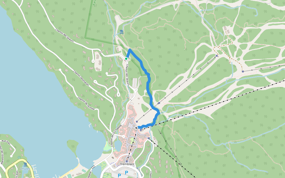 Les Ruisseaux walking route map in Mont-Tremblant