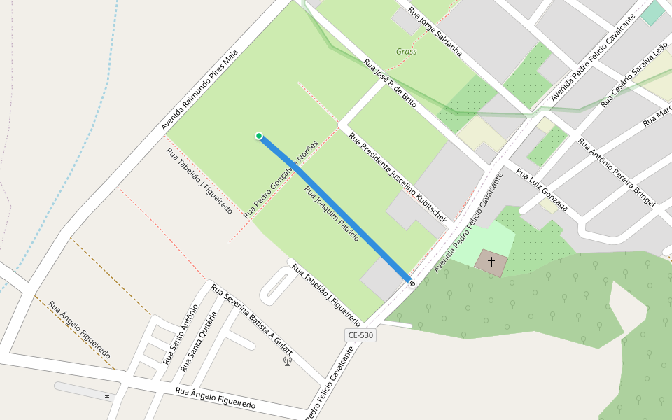 Rua Joaquim Patrício walking route map in Crato