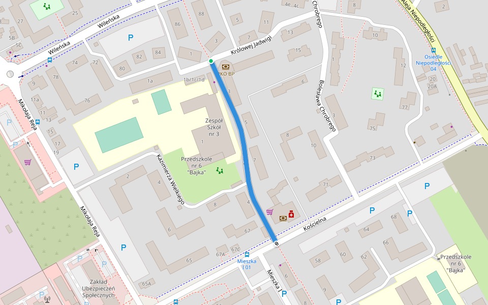 Mieszka I walking route map in Wołomin