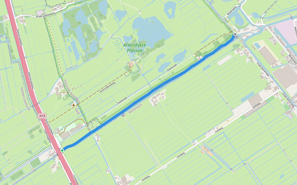 Berkelse Zwethpad walking route map in Delft