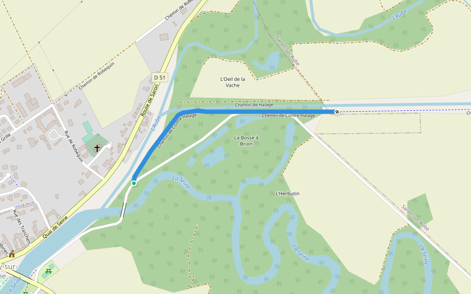 Chemin de Contre Halage walking route map in Marcilly-sur-Seine