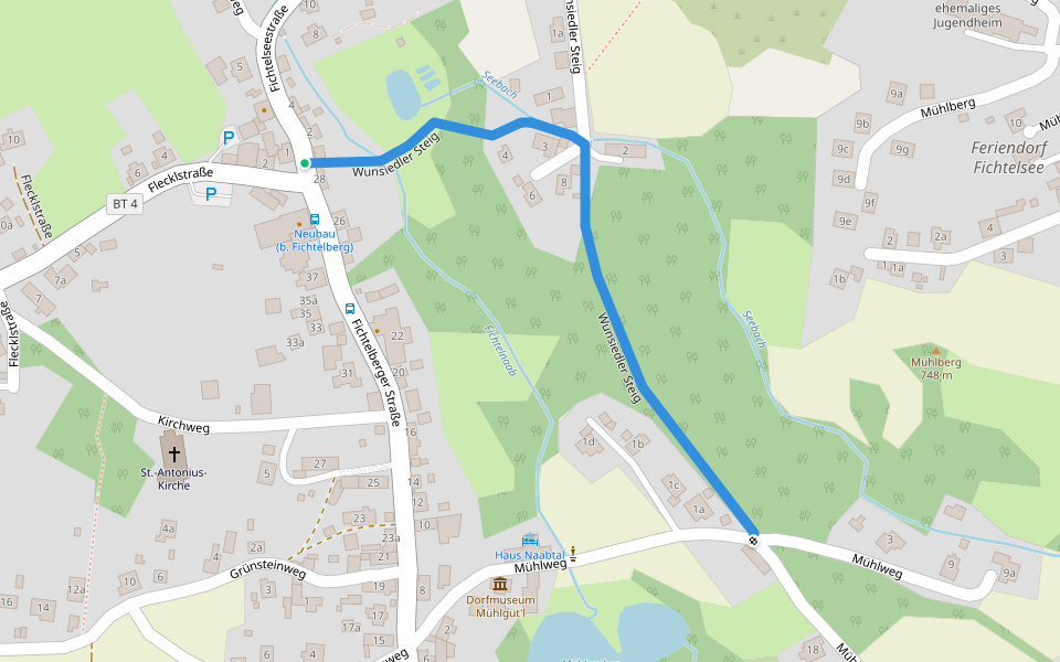 Wunsiedler Steig walking route map in Fichtelberg
