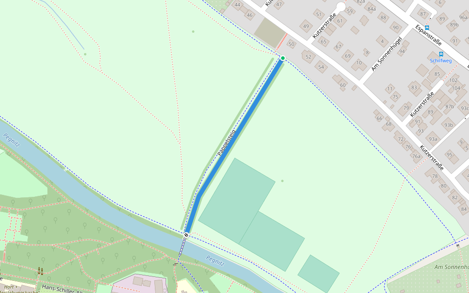 Pappelsteig walking route map in Fürth