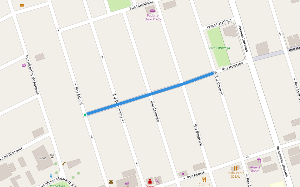 Rua Ituiutaba walking route map in São José dos Campos