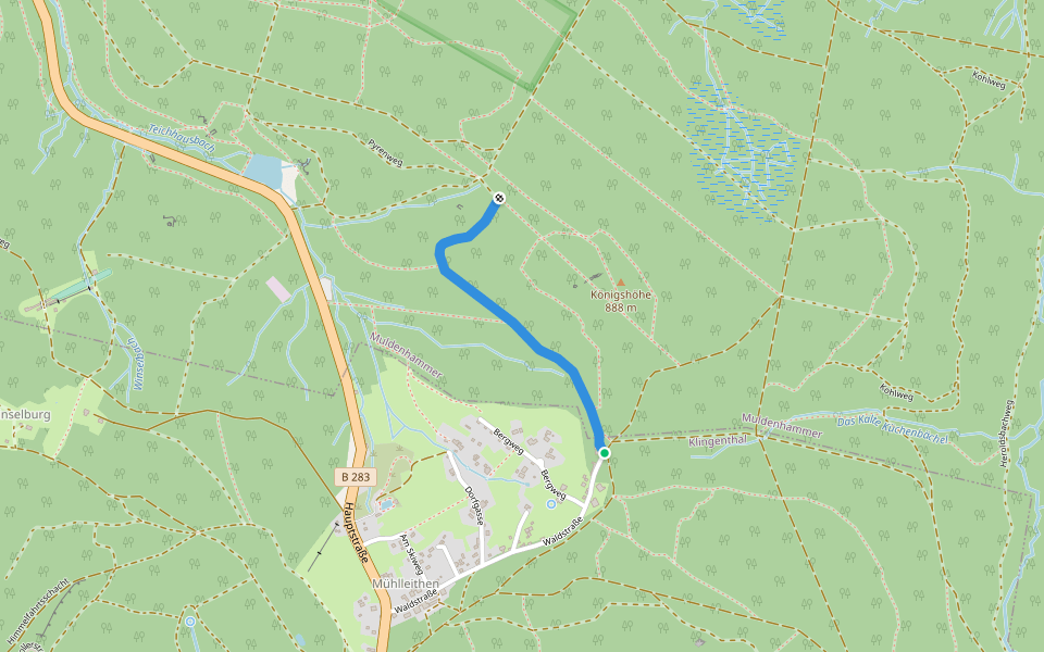Pyrenweg walking route map in Klingenthal