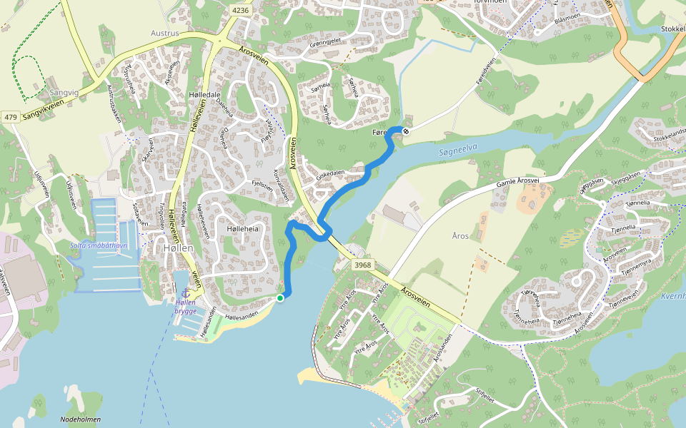 Føreid Strandsti walking route map in Hølleheia