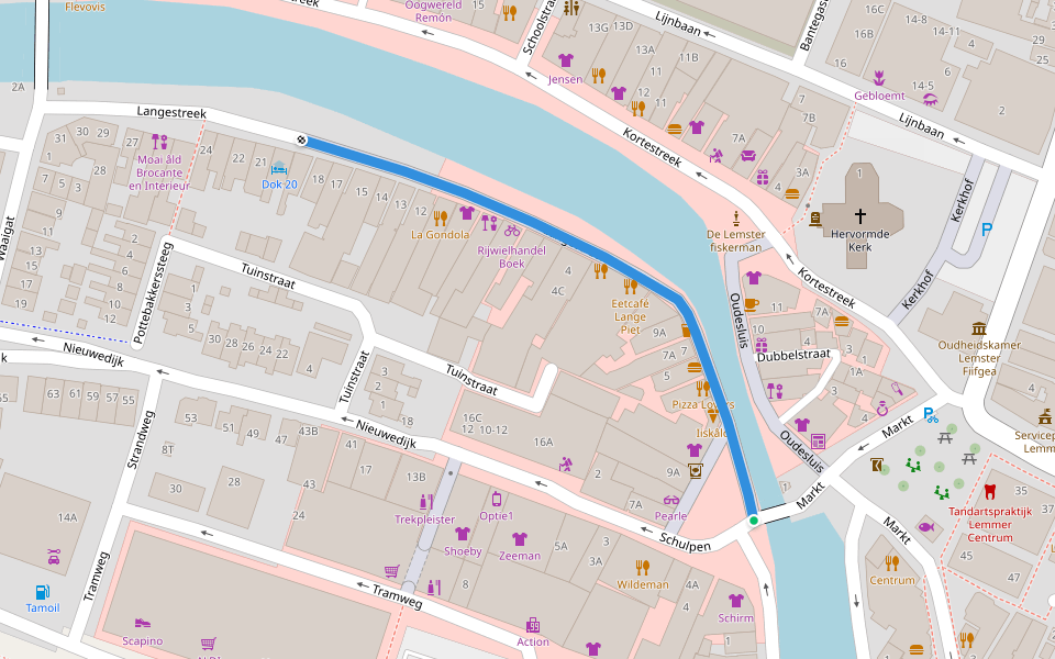 Langestreek walking route map in Lemmer
