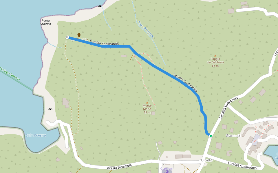 Località Spalmatoio walking route map in Cala Spalmatoio