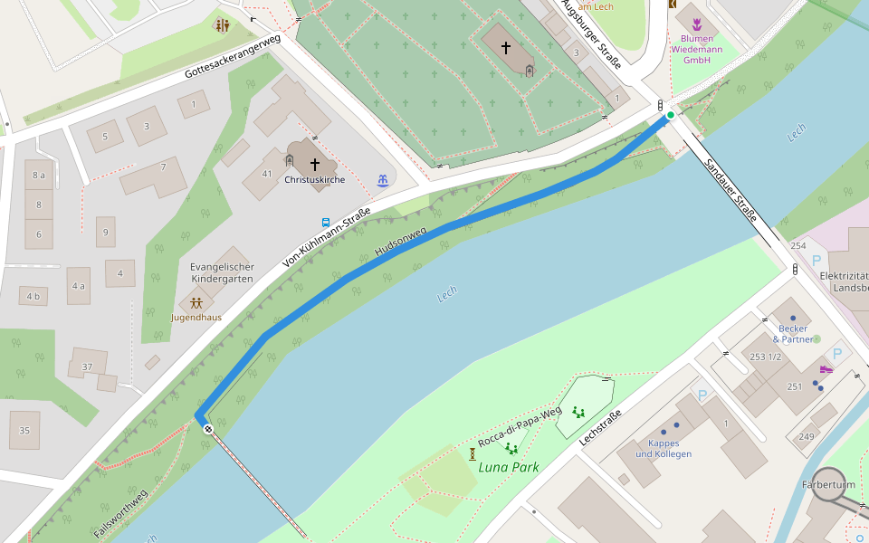 Hudsonweg walking route map in Landsberg am Lech