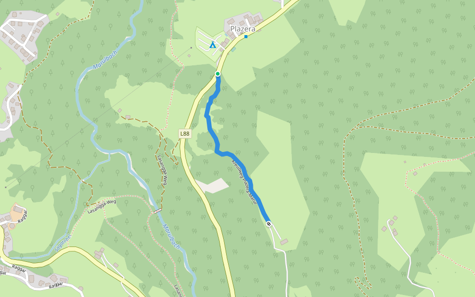 Kreuzweg Plazera-Marul walking route map in Plazera