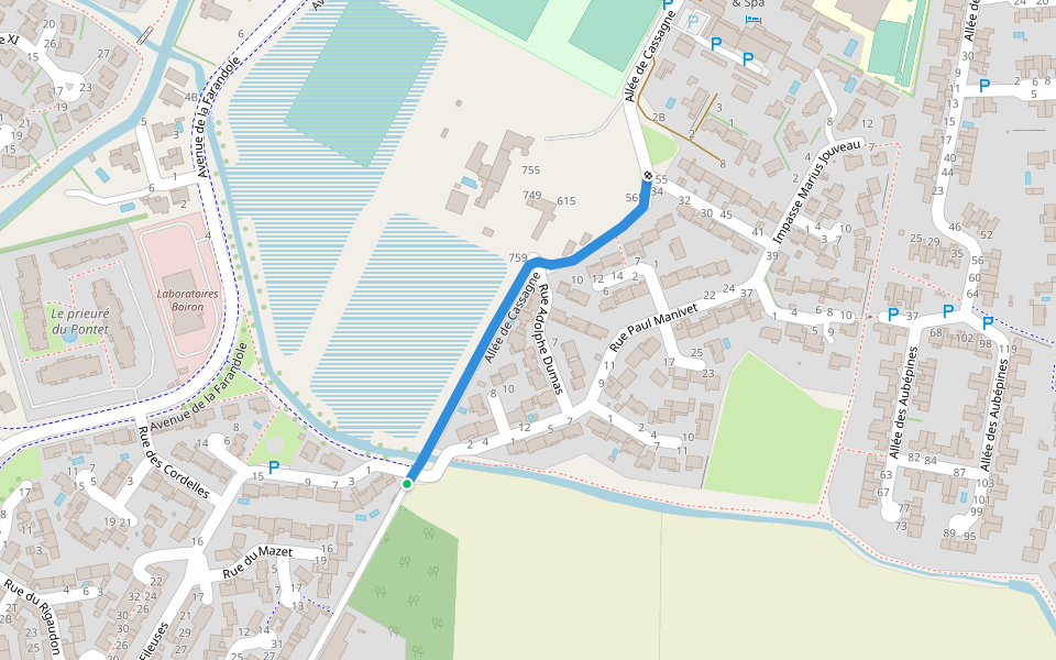 Allée de Cassagne walking route map in Le Pontet