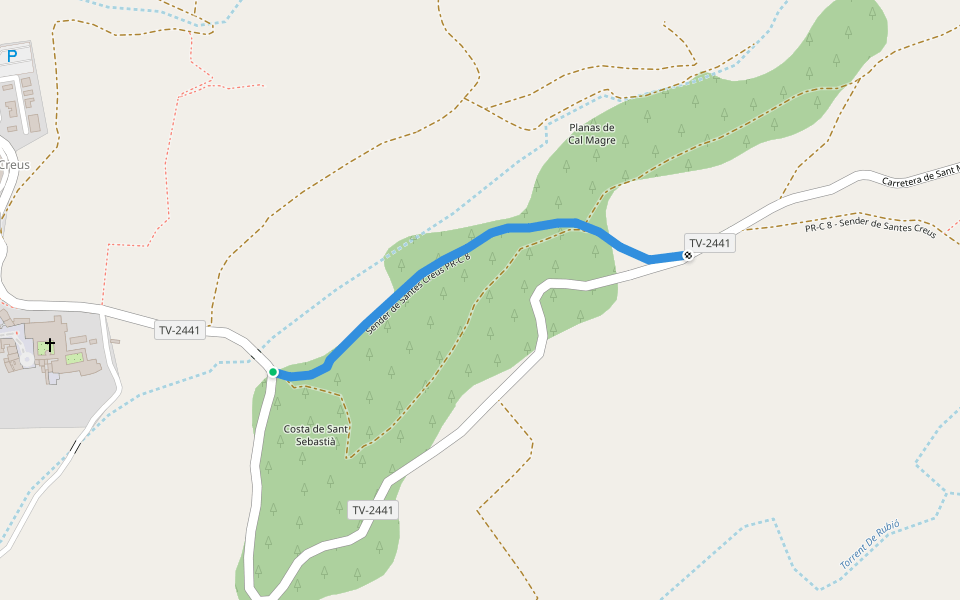 Sender de Santes Creus PR-C 8 walking route map in Aiguamúrcia