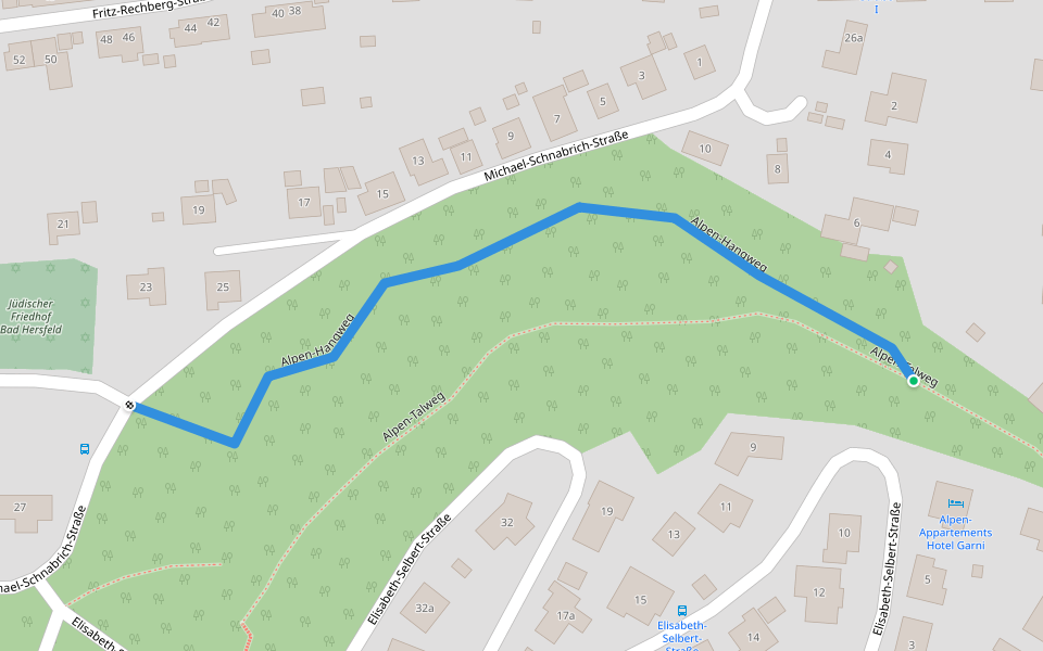 Alpen-Hangweg walking route map in Bad Hersfeld