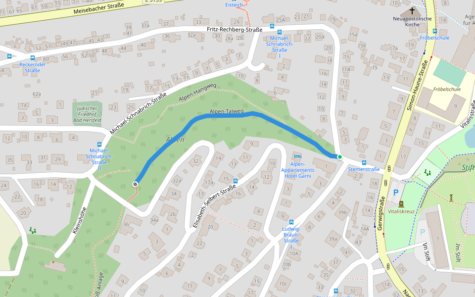 Alpen-Talweg walking route map in Bad Hersfeld