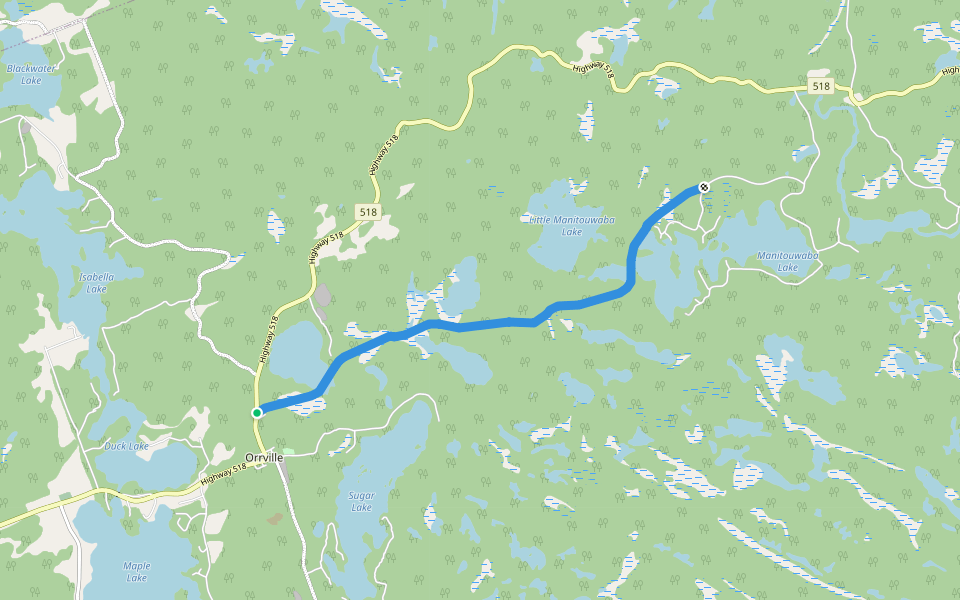Sequin Trail / Park-to-Park Trail walking route map in Parry Sound