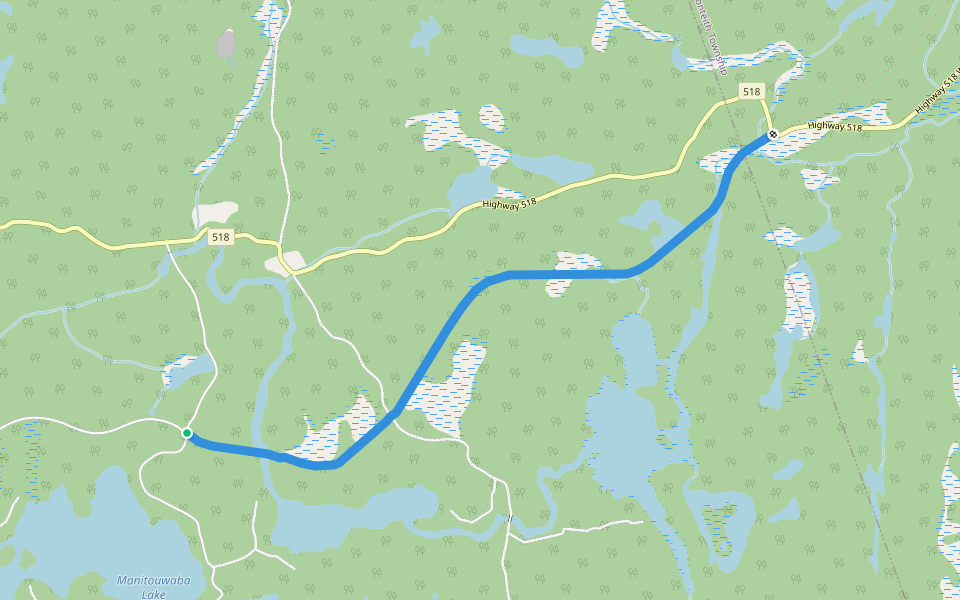 Seguin Trail / Park to Park Trail walking route map in Parry Sound