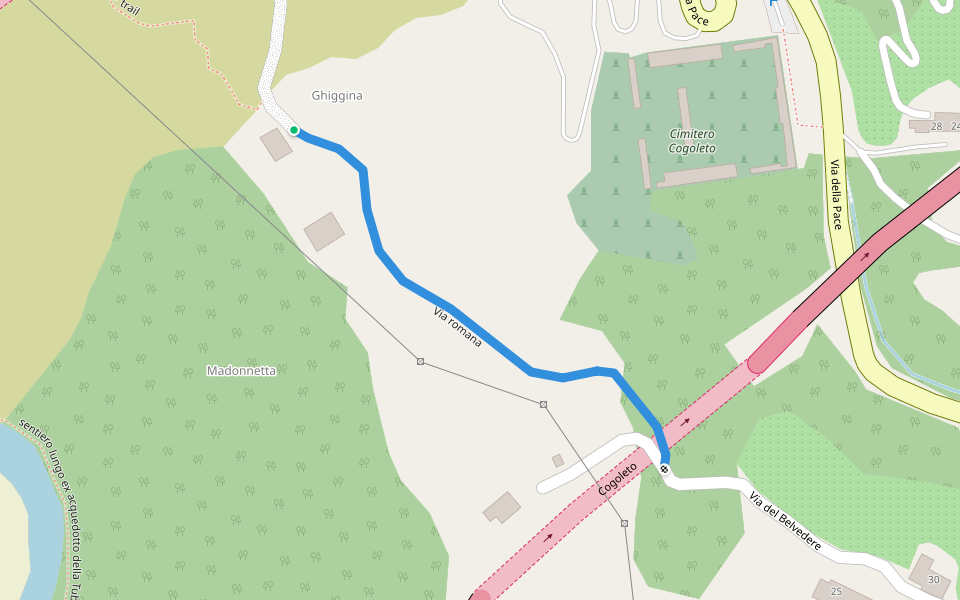 Via romana walking route map in Cogoleto