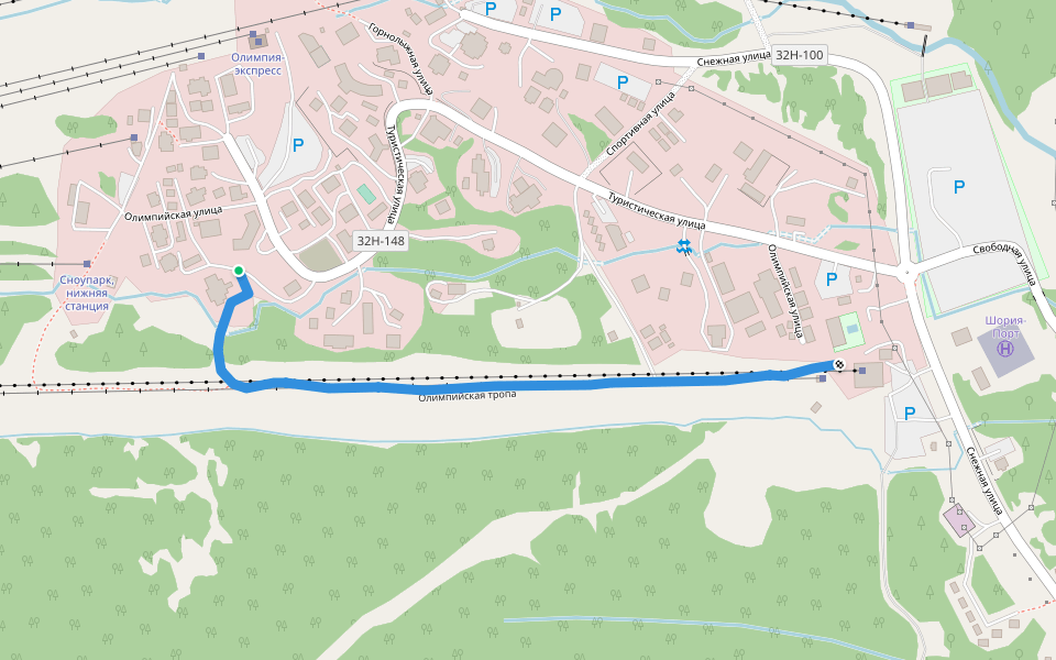Олимпийская тропа walking route map in Sheregesh