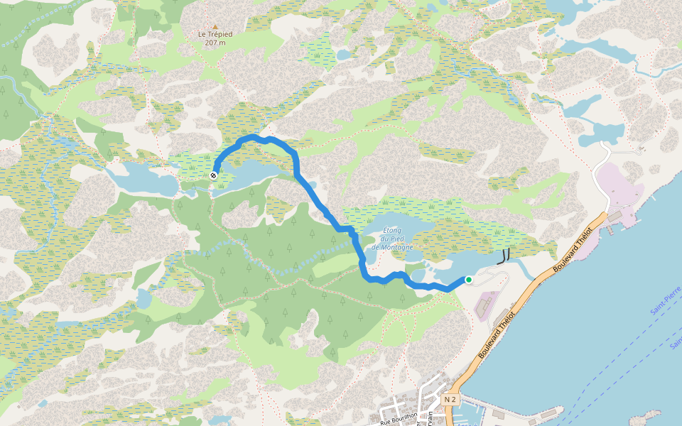 Sentier de l'Étang du Trépied walking route map in Saint-Pierre