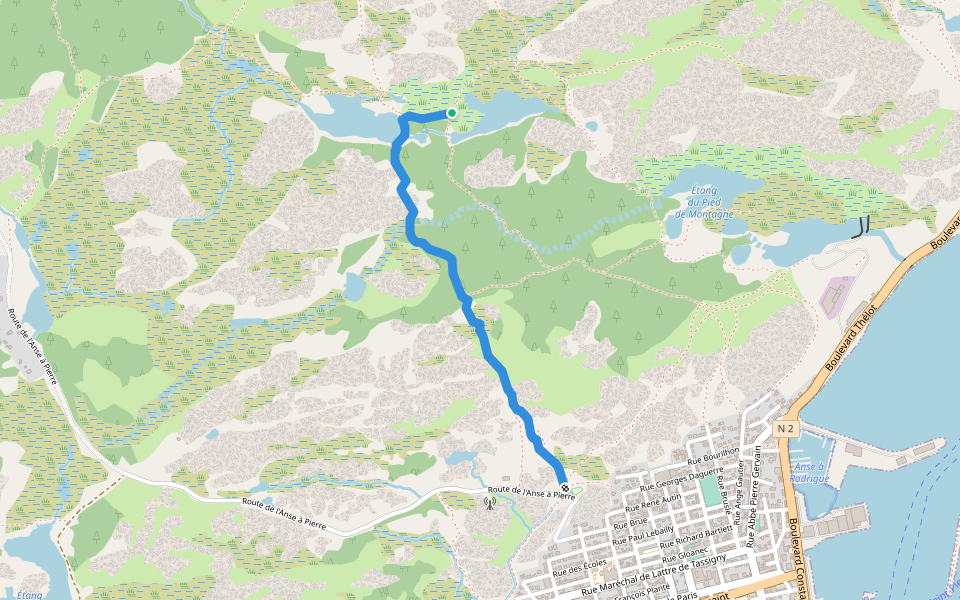 Sentier de l'Étang du Télégraphe walking route map in Saint-Pierre
