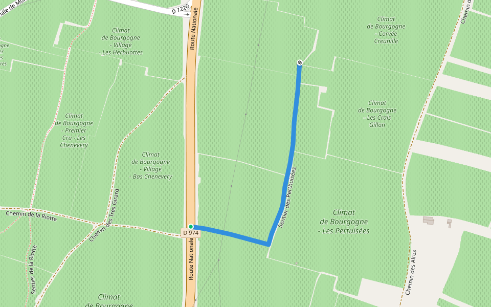 Sentier des Perthuisées walking route map in Morey-Saint-Denis