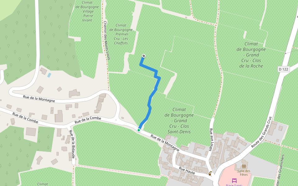 Sentier de Calouère walking route map in Morey-Saint-Denis