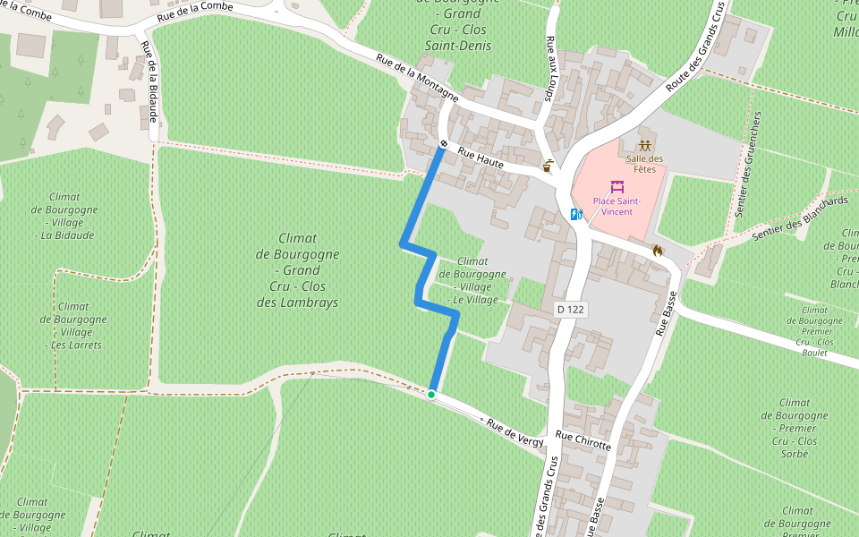 Sentier des Lambrays walking route map in Morey-Saint-Denis