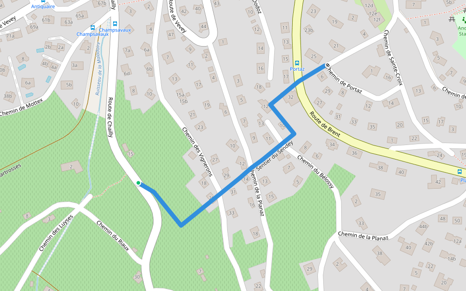 Sentier du Sendey walking route map in Blonay - Saint-Légier